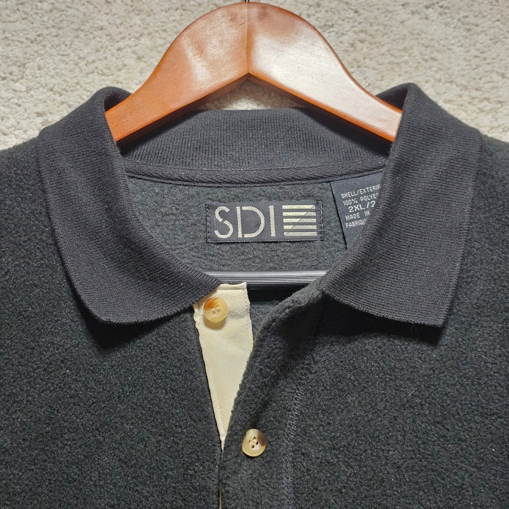 Vintage SDI Men's Fleece Long Sleeve Polo Shirt‎ 2XL Speedway Club Charlotte